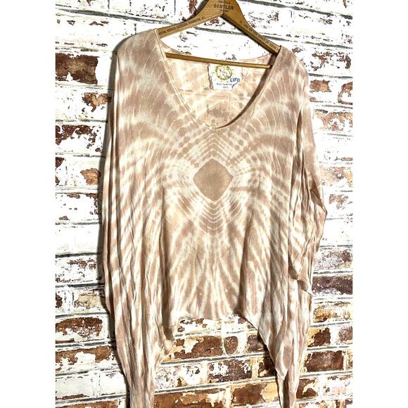 Blue Life Tie Dye Spiral Oversized Lightweight Knit Poncho Cover Up - Picture 2 of 8